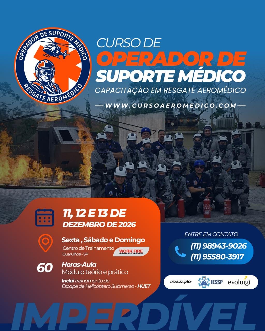Cartaz do Curso de Operador de Suporte Médico, 11, 12 e 13 de dezembro de 2026